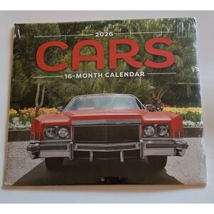NEW 2026 Classic Vintage Cars Wall Calendar 16 months 11 X 10 Shrink Wrapped